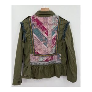 Matilda‎ Jane Jacket Womens Medium Green Embroidered Button Boho Preppy Cottage